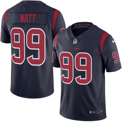 Men's Elite J.J. Watt Nike Jersey Navy Blue - #99 Rush NFL Houston Texans